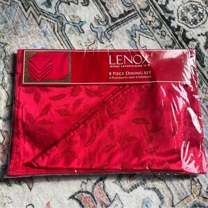 PAIR! Lenox Vibrant Red Holiday 16 Piece Dining Set